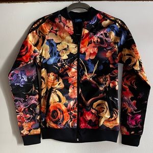 Flower Print Adidas Satin Sport Jacket